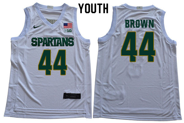 Youth Michigan State Spartans #44 Gabe Brown NCAA Nike Authentic White College Stitched Basketball Jersey MY41L30CO